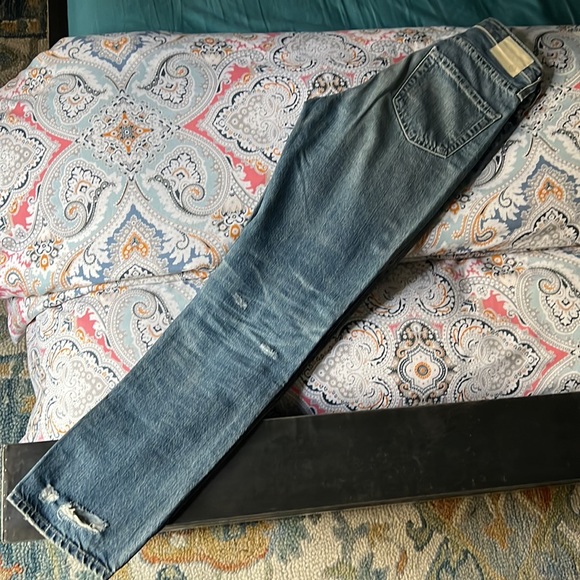 90s vintage high rise tapered / straight leg distressed blue jeans 25 - Picture 6 of 16